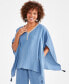 ფოტო #1 პროდუქტის Petite Embellished-Neck Tassel-Trim Poncho Top, Created for Macy's