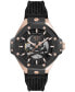 Men's Automatic Skeleton Royal Black Silicone Strap Watch 46mm