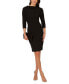 Women's Collared 3/4-Sleeve Sheath Dress