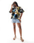 ASOS DESIGN Curve smock tie front top in arty abstract print Abstrakter Kunstprint, 44 - фото #2