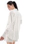 Vero Moda linen oversized shirt co-ord in white and brown stripe