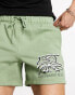 Coney Island Picnic co-ord jersey shorts in green with lost mind print