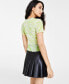 ფოტო #2 პროდუქტის Women's Printed Mesh Lettuce-Edged T-Shirt, Created for Macy's