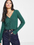 Фото #1 товара Hollister slim cropped cable knit cardigan in green