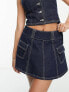 Фото #7 товара ASOS DESIGN co-ord denim mini skirt with pleats in blue