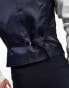 ASOS DESIGN super skinny suit waistcoat in navy micro texture