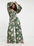 Фото #3 товара ASOS DESIGN Curve satin tea jumpsuit with lace up back in floral print