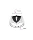 Фото #2 товара Black Natural Onyx Inlay Religious Christian Shield Cross Signet Ring For Women Sterling Silver