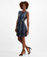 ფოტო #4 პროდუქტის Petite Printed Round-Neck Sleeveless Dress