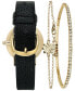 ფოტო #4 პროდუქტის Women's Black Strap Watch 32mm Gift Set, Created for Macy's