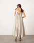 ASOS EDITON cami puff ball maxi dress in pinstripe print