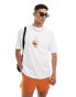 ASOS DESIGN oversized t-shirt with oranges chest print in white