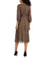 Фото #2 товара Women's Animal-Print Puff-Sleeve Tie-Waist Midi Dress