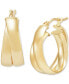 Polished Crossover Double Small Hoop Earrings in 14k Gold, 20mm