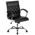 Фото #4 товара Mid-Back Designer Black Leather Executive Swivel Chair With Chrome Base And Arms