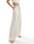 Фото #3 товара Miss Selfridge linen blend pull on wide leg trouser in natural slub