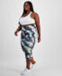 Plus Size Compression Shibori Wave Cropped Leggings, Created for Macy's