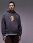 Фото #1 товара Topman oversized hoodie with angel chest print in charcoal