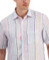 Фото #3 товара Men's Dart Striped Short-Sleeve Linen Shirt, Created for Macy's