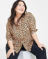 Фото #2 товара Trendy Plus Size Button-Front Crepe Shirt, Created for Macy's