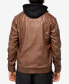 ფოტო #2 პროდუქტის Men's Grainy Polyurethane Leather Hooded Jacket with Faux Shearling Lining