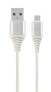 Фото #1 товара Gembird CC-USB2B-AMMBM-1M-BW2 - 1 m - Micro-USB B - USB A - USB 2.0 - 480 Mbit/s - Silver - White