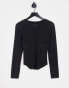 Free People mareera henley long sleeve top in acid black