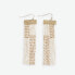 Фото #1 товара INK+ALLOY Women's Lana Rectangle Hanger Colorblocks With Stripes Beaded Fringe Earrings Black/White