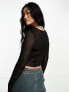 ASOS DESIGN ladder textured long sleeve top in black