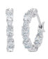 ფოტო #2 პროდუქტის Women's Fine Silver Plated Cubic Zirconia Stud Hoop Earrings Set, 4 Pieces