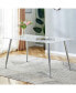 Min. Dining Table: White Marble Top, Silver Legs