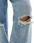 Фото #6 товара ASOS DESIGN mid rise baggy boyfriend jean with rips in mid blue