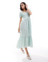 Фото #1 товара Esmee stripe puff sleeve maxi dress in green