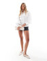 Фото #2 товара ASOS DESIGN drape back satin shirt in ivory