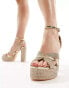 Фото #4 товара Azalea Wang Kinslee embellished platform heeled sandals in gold