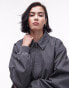 Topshop oversized washed cotton bomber jacket in charcoal