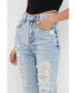Фото #3 товара Women's Straight Fit Ripped Denim Jeans