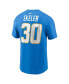 Фото #4 товара Men's Austin Ekeler Powder Blue Los Angeles Chargers Player Name and Number T-shirt