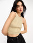 ASOS DESIGN knitted crop racer vest in chunky stitch in stone