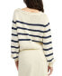 ფოტო #2 პროდუქტის Women's Helena Cotton Striped Cropped Sweater