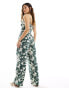 Фото #6 товара Abercrombie & Fitch co-ord wide leg linen blend trouser with elastic waist in green floral print