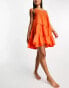 Фото #2 товара Vero Moda shirred strappy beach mini dress in orange