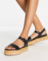 Whistles Ivie raffia flatform sandal in black