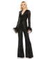 ფოტო #1 პროდუქტის Women's Ieena Feather Cuff Sequined V Neck Jumpsuit