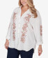 Фото #3 товара Plus Size Solid Embroidered Crepe Top