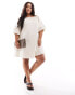 Фото #2 товара In The Style Plus linen mix bardot puff sleeve mini dress in stone