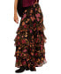 Women's Lolita Ruffled Floral Print Maxi Skirt