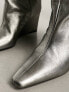 Фото #7 товара ASOS DESIGN Cali premium leather wedge knee boots in silver