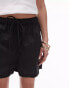 Фото #3 товара Topshop co-ord linen blend beach shorts in black