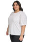 Фото #4 товара Plus Size Embellished Puff Sleeve Top, First@Macy’s